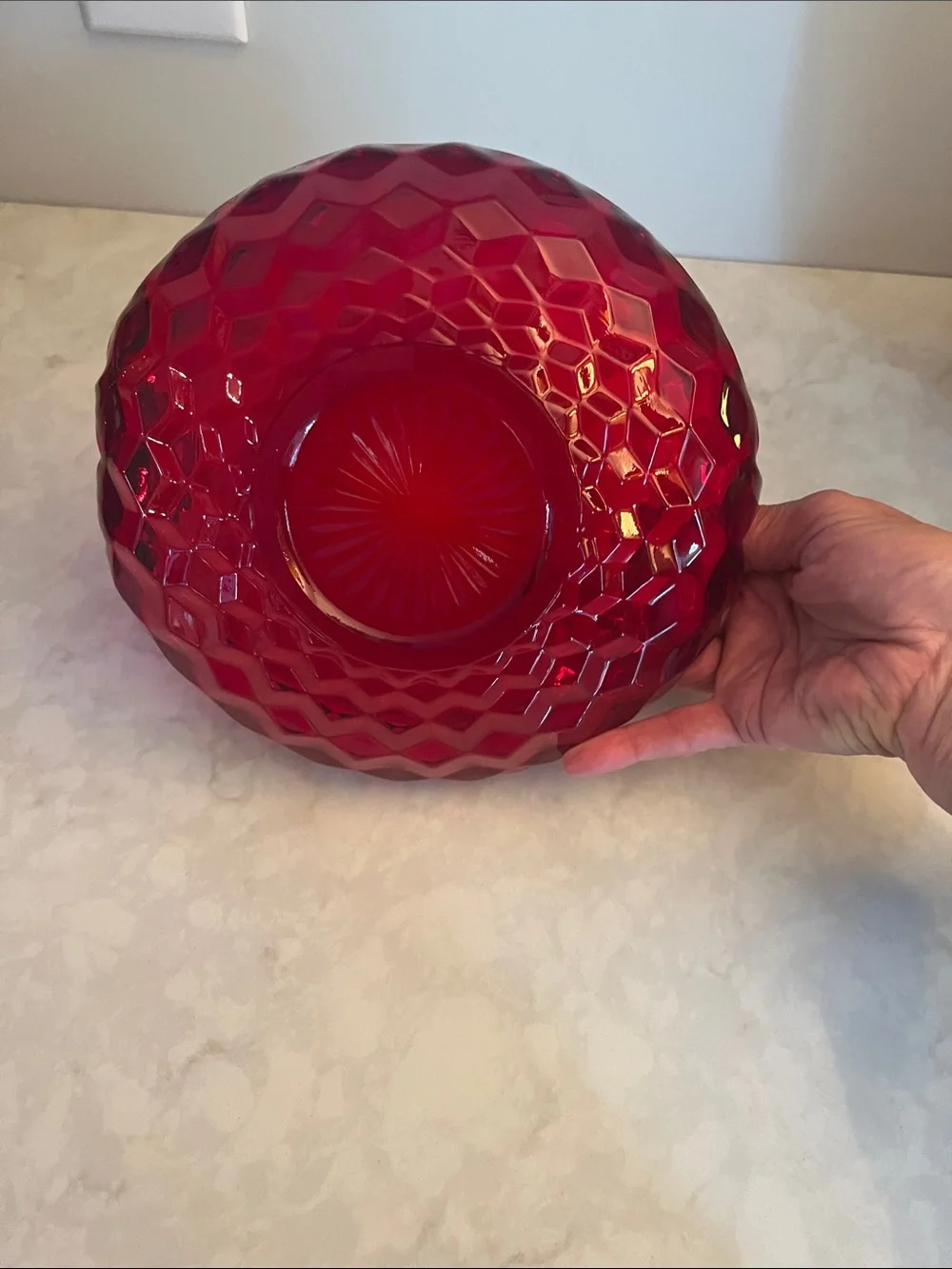 Fostoria American Utility Handled Ruby Red Serving bowl